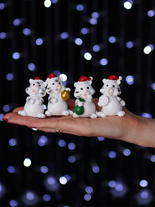 сув. белый тигр с новогодними украшениями 5,5см ассорти ну-5280 /miland